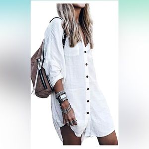 White button down dress / oversized shirt cover up